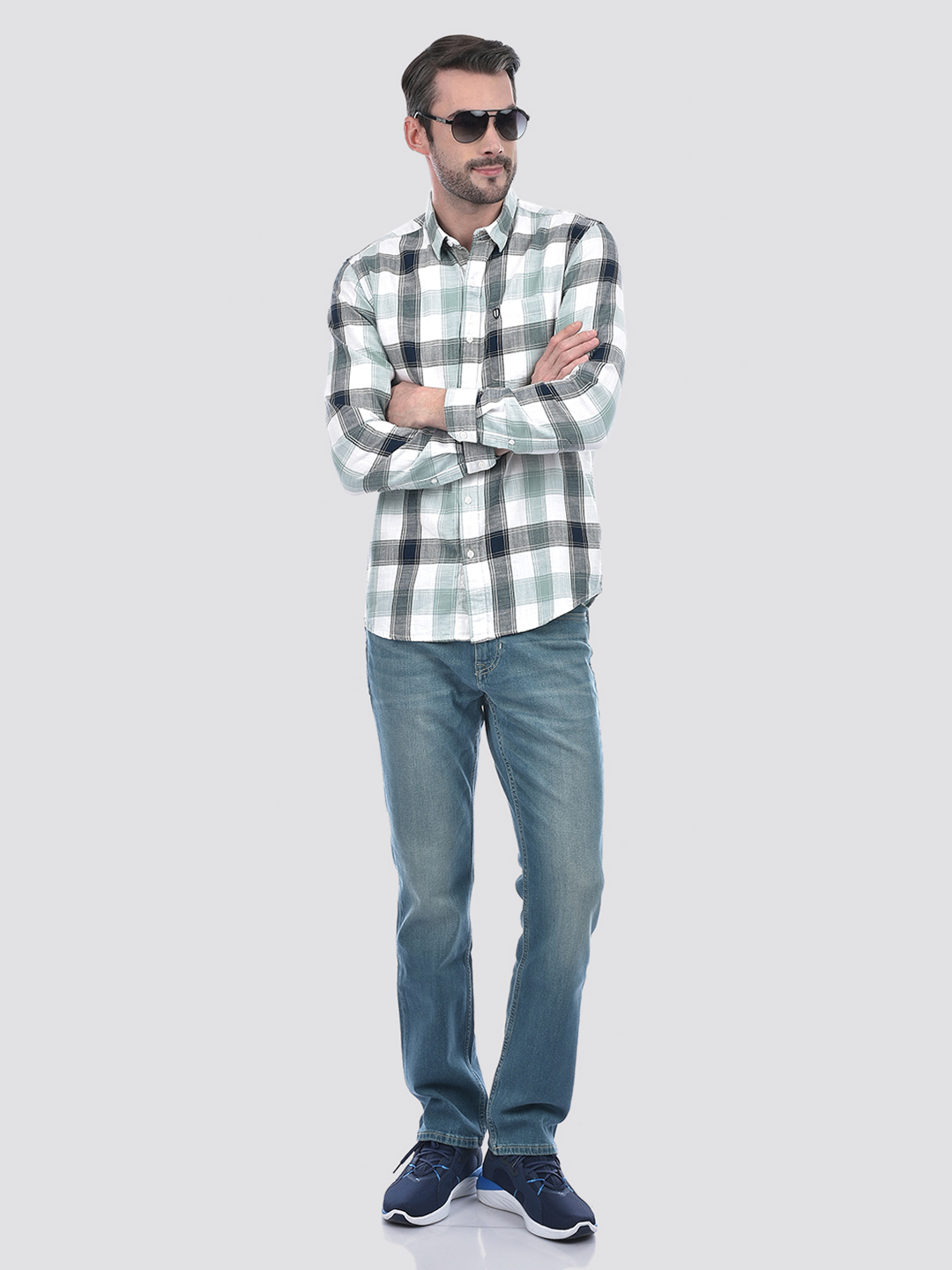 Numero Uno Men Checkered Green Shirt